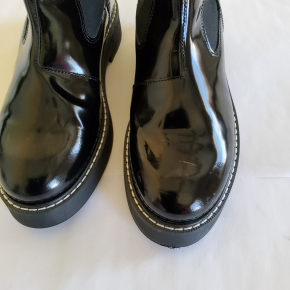 New Pilcro Anthropologie Black Patent Leather Chelsea Ankle Boot - Picture 9 of 14